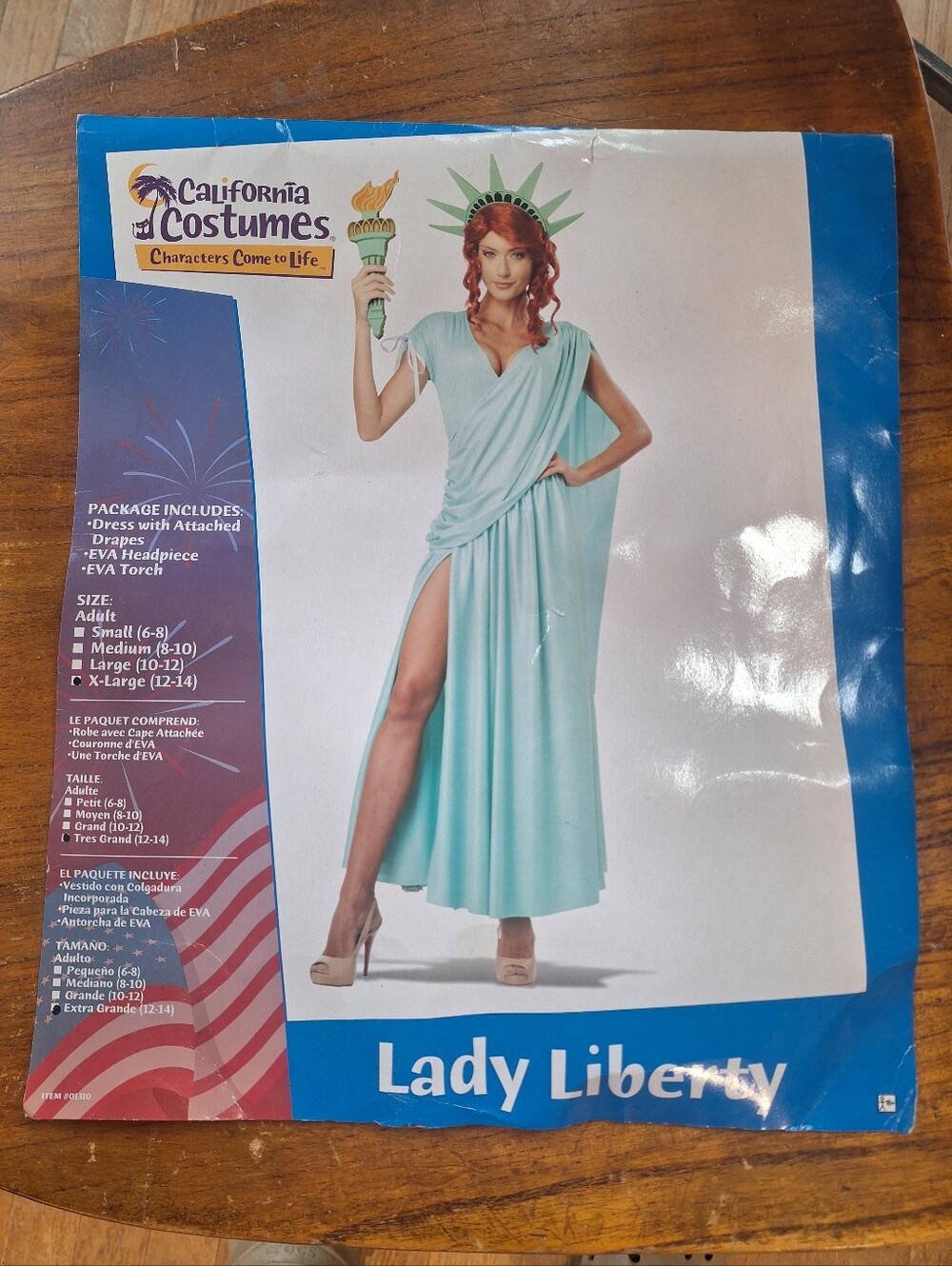 Lady Liberty Costume - Aqua Green Adult XL